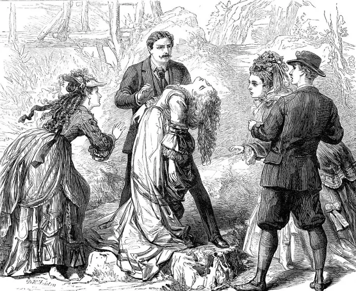 Framed Print : Scene from False Shame, at the Globe Theatre, 1872. Creator: Unknown Framed Print : Scene from False Shame, at the Globe Theatre, 1872. Creator: Unknown
