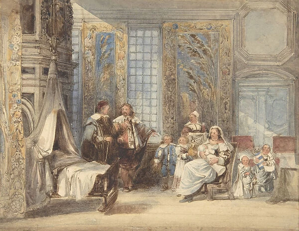 Scene with Family and Guest in Seventeenth-century Interior, 1825-78