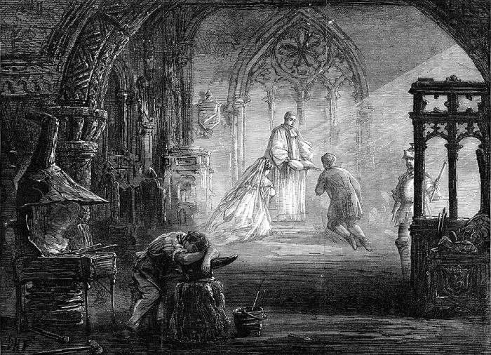 Framed Print : Scene from Free Labour, at the Adelphi Theatre, 1870. Creator: Unknown Framed Print : Scene from Free Labour, at the Adelphi Theatre, 1870. Creator: Unknown