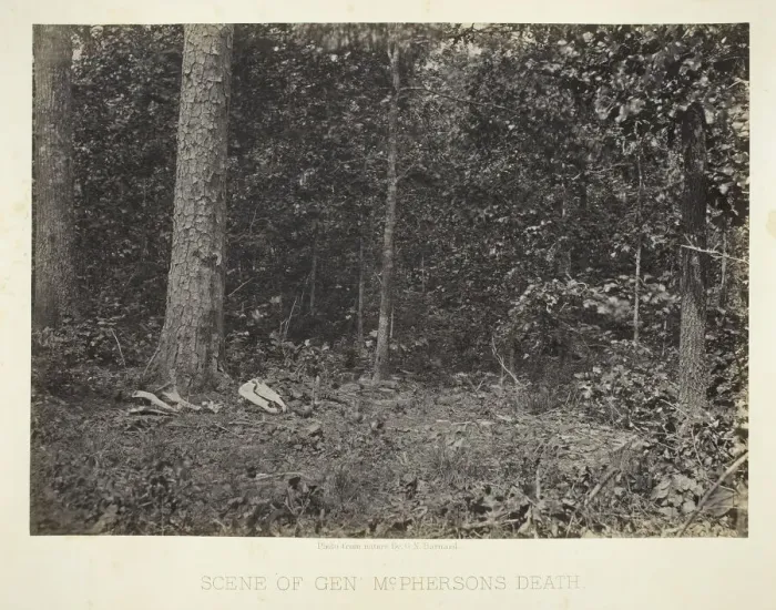 Framed Print : Scene of Gen. McPhersons Death, 1864 / 66. Creator: George N. Barnard Framed Print : Scene of Gen. McPhersons Death, 1864 / 66. Creator: George N. Barnard