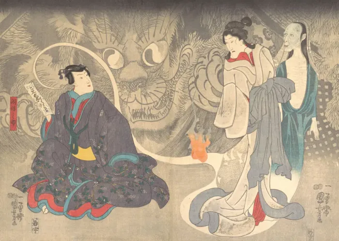 Framed Print : Scene from a Ghost Story: The Okazaki Cat Demon, ca. 1850. Creator: Utagawa Kuniyoshi Framed Print : Scene from a Ghost Story: The Okazaki Cat Demon, ca. 1850. Creator: Utagawa Kuniyoshi