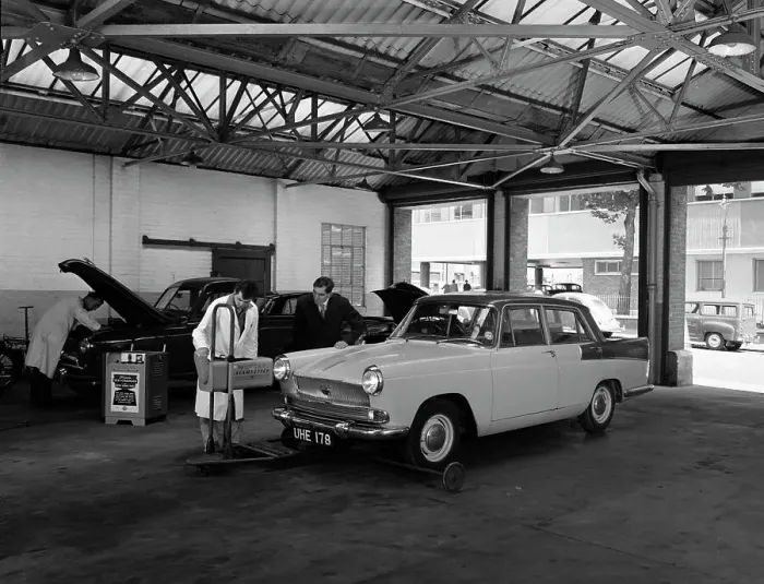 Framed Print : Scene in Globe & Simpsons auto electrical workshop, Nottingham, Nottinghamshire, 1961 Framed Print : Scene in Globe & Simpsons auto electrical workshop, Nottingham, Nottinghamshire, 1961