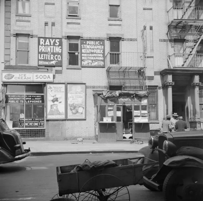 Framed Print : Scene in Harlem area, New York, 1943. Creator: Gordon Parks Framed Print : Scene in Harlem area, New York, 1943. Creator: Gordon Parks