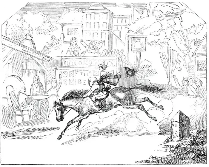 Framed Print : Scene from Harlequin and Johnnys Ride, at Astley s, 1844. Creator: Unknown Framed Print : Scene from Harlequin and Johnnys Ride, at Astley s, 1844. Creator: Unknown