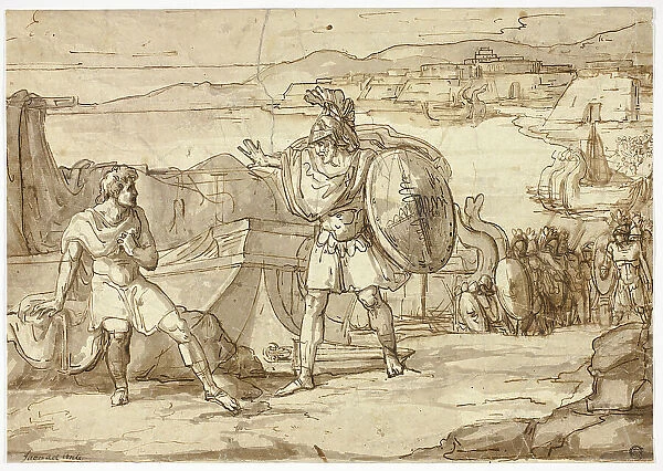 Scene from the Iliad: Confrontation of Two Warriors, n.d. Creators: Jacopino del Conte, Vincenzo Camuccini