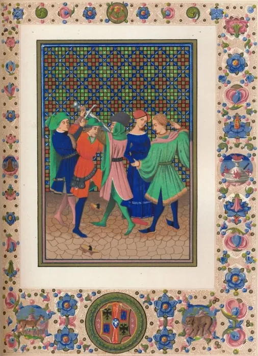Framed Print : Scene from an illuminated manuscript, 15th century, (1849). Creator: Kellerhoven Framed Print : Scene from an illuminated manuscript, 15th century, (1849). Creator: Kellerhoven