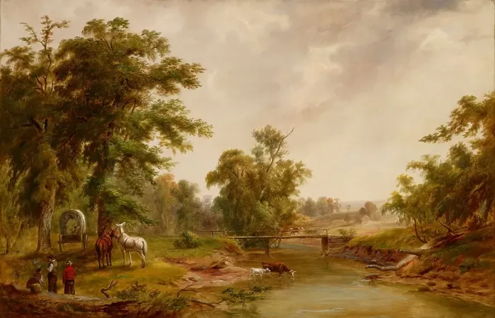 Framed Print : Scene in Indianapolis, 1860s. Creator: Jacob Cox Framed Print : Scene in Indianapolis, 1860s. Creator: Jacob Cox