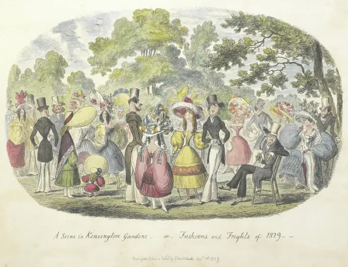 Framed Print : A scene in Kensington Gardens, or fashion and frights of 1829, 1828, (29). Creator: George Cruikshank. A scene in Kensington Gardens, or fashion and frights of 1829, 1828, (29). Creator: George Cruikshank Framed Print : A scene in Kensington Gardens, or fashion and frights of 1829, 1828, (29). Creator: George Cruikshank. A scene in Kensington Gardens, or fashion and frights of 1829, 1828, (29). Creator: George Cruikshank