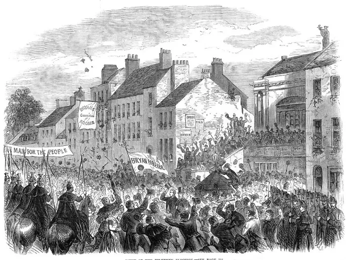 Framed Print : Scene at the Kilkenny Election, 1865. Creator: Unknown Framed Print : Scene at the Kilkenny Election, 1865. Creator: Unknown