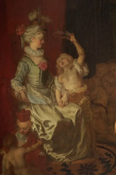 Framed Print : Scène de la comédie italienne jouée par une troupe d'enfants, between 1704 and 1706. Creator: Jean-Antoine Watteau Framed Print : Scène de la comédie italienne jouée par une troupe d'enfants, between 1704 and 1706. Creator: Jean-Antoine Watteau