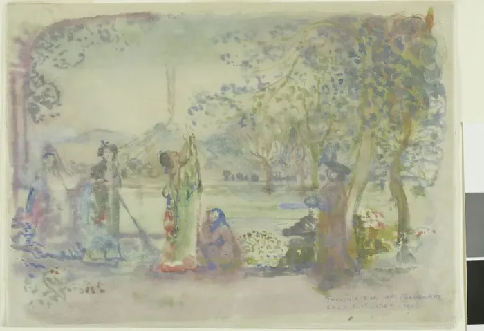 Framed Print : Scene on a Lake in the Morning, 1906. Creator: Charles Conder Framed Print : Scene on a Lake in the Morning, 1906. Creator: Charles Conder