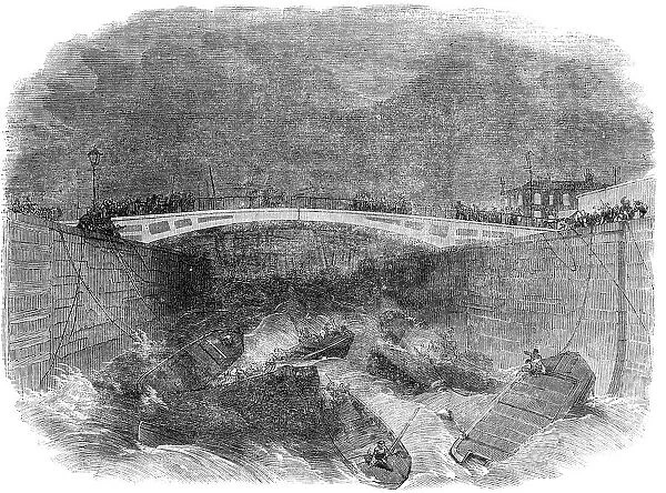 Scene of the Late Accident at the City Canal Dock-Gates, Blackwall Point, 1856. Creator: Unknown