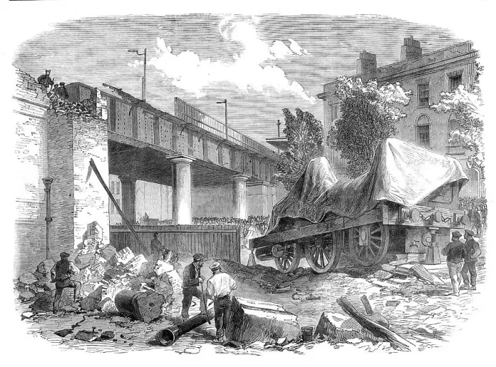 Framed Print : Scene of the late accident on the North London Railway, 1864. Creator: Unknown Framed Print : Scene of the late accident on the North London Railway, 1864. Creator: Unknown