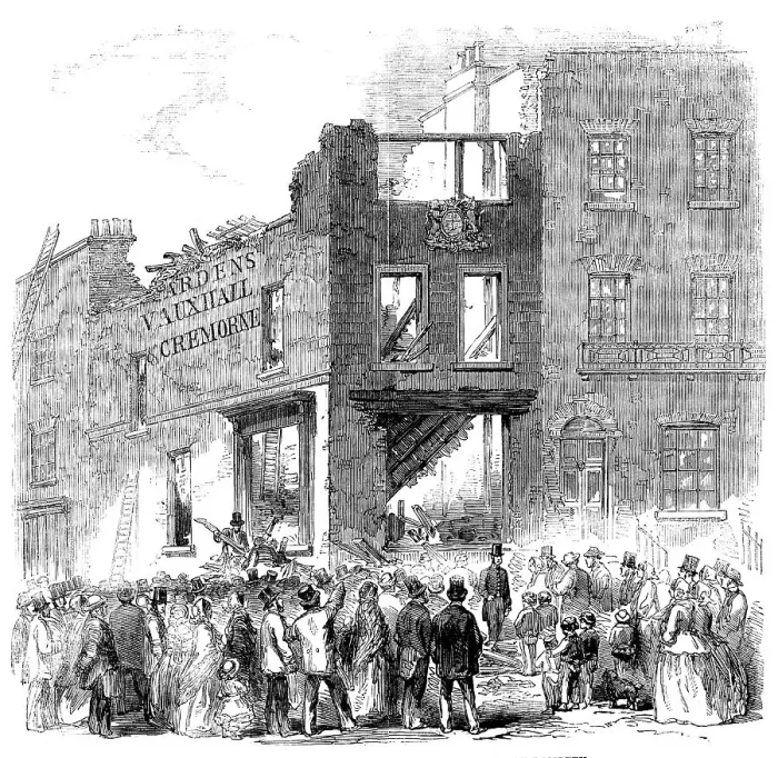 Framed Print : Scene of the Late Fatal Explosion of Fireworks at Lambeth, 1858. Creator: Unknown Framed Print : Scene of the Late Fatal Explosion of Fireworks at Lambeth, 1858. Creator: Unknown