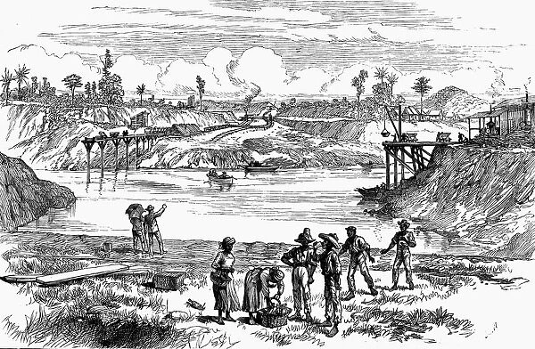 Scene from the de Lesseps attempt to dig the Panama Canal, 1888