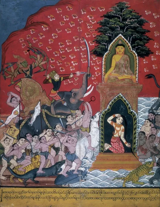 Framed Print : Scene from the life of the Buddha, 19th century. Creator: Unknown Framed Print : Scene from the life of the Buddha, 19th century. Creator: Unknown