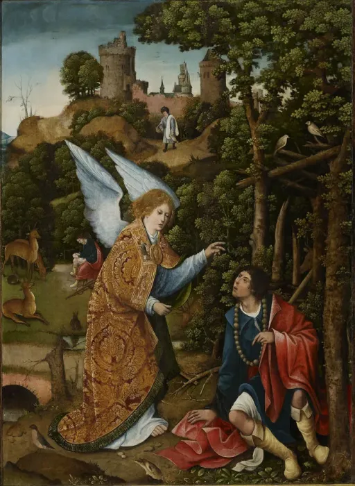 Framed Print : Scene from the life of Saint Roch, 1517. Creator: Orley, Everaert (Everard), van (c Framed Print : Scene from the life of Saint Roch, 1517. Creator: Orley, Everaert (Everard), van (c