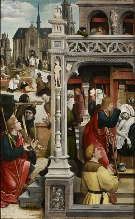 Framed Print : Scene from the life of Saint Roch, 1517. Creator: Orley, Everaert (Everard), van (c Framed Print : Scene from the life of Saint Roch, 1517. Creator: Orley, Everaert (Everard), van (c