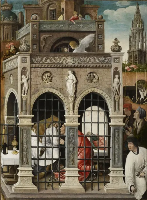 Framed Print : Scene from the life of Saint Roch, 1517. Creator: Orley, Everaert (Everard), van (c Framed Print : Scene from the life of Saint Roch, 1517. Creator: Orley, Everaert (Everard), van (c