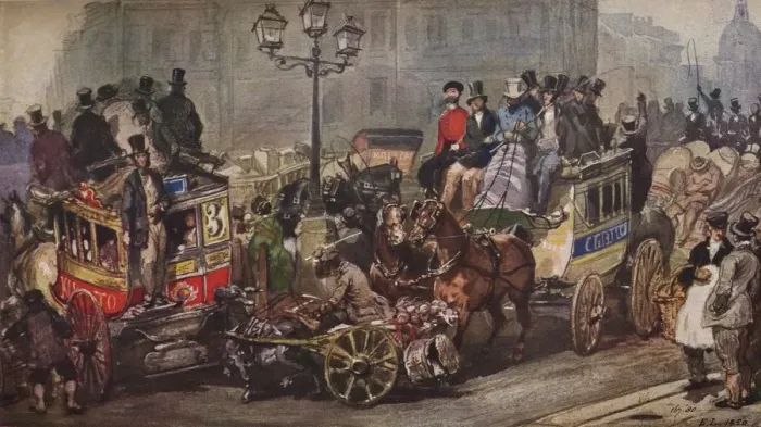Framed Print : Scene at Ludgate Circus, 1850. Artists: Otto Limited, Eugene Louis Lami Framed Print : Scene at Ludgate Circus, 1850. Artists: Otto Limited, Eugene Louis Lami