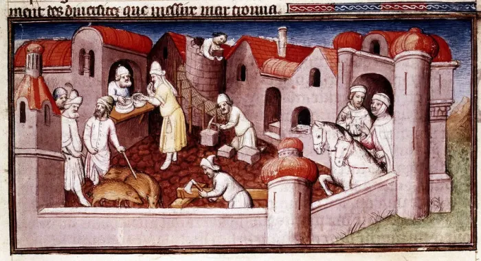 Framed Print : Scene from Marco Polos Book of Marvels... early 15th century. Artist: Master of Boucicaut Framed Print : Scene from Marco Polos Book of Marvels... early 15th century. Artist: Master of Boucicaut