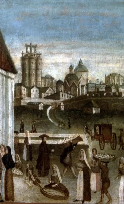 Framed Print : Scene of market and traders, detail El Bornet, oil on canvas Framed Print : Scene of market and traders, detail El Bornet, oil on canvas