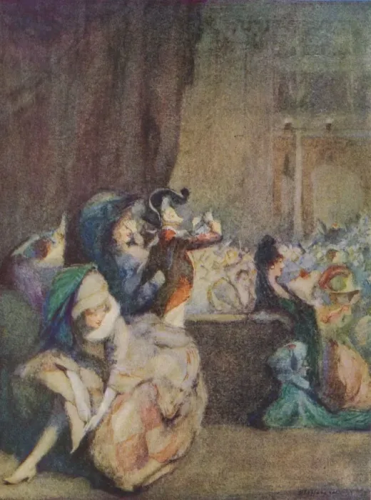 Framed Print : Scene at Masked Ball, c19th century. Artist: Claude Allin Shepperson Framed Print : Scene at Masked Ball, c19th century. Artist: Claude Allin Shepperson