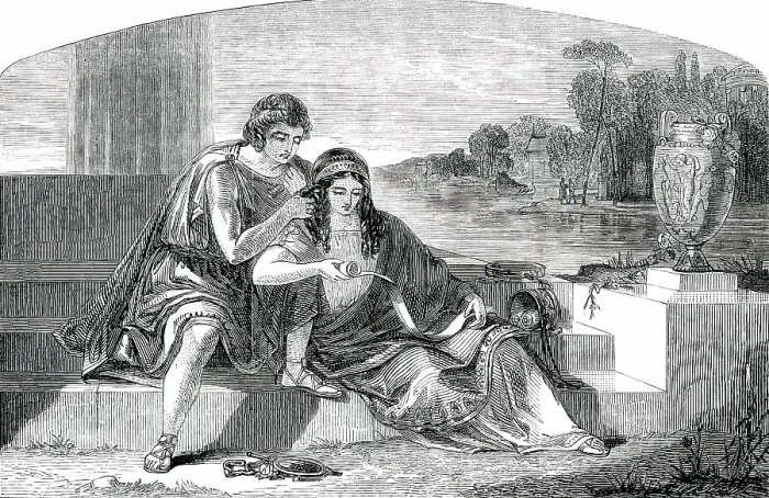 Framed Print : Scene from Moore's Epicurean''... 1850. Creator: Unknown. Scene from Moore's Epicurean''... 1850. Creator: Unknown Framed Print : Scene from Moore's Epicurean''... 1850. Creator: Unknown. Scene from Moore's Epicurean''... 1850. Creator: Unknown