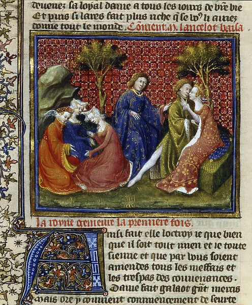 Scene from Mort d Arthur, 14th century
