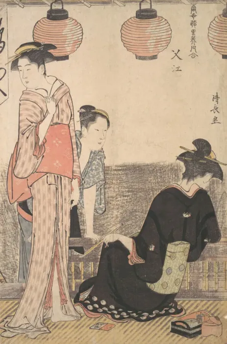 Framed Print : Scene in Nakasu, a District of Edo, 1783. Creator: Torii Kiyonaga Framed Print : Scene in Nakasu, a District of Edo, 1783. Creator: Torii Kiyonaga