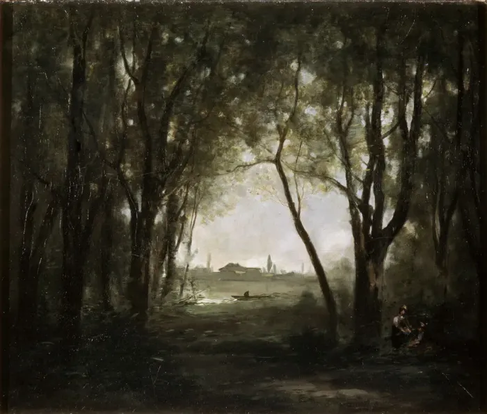 Framed Print : Scene near a Lake, 1860-1873. Artist: Jean-Baptiste-Camille Corot Framed Print : Scene near a Lake, 1860-1873. Artist: Jean-Baptiste-Camille Corot