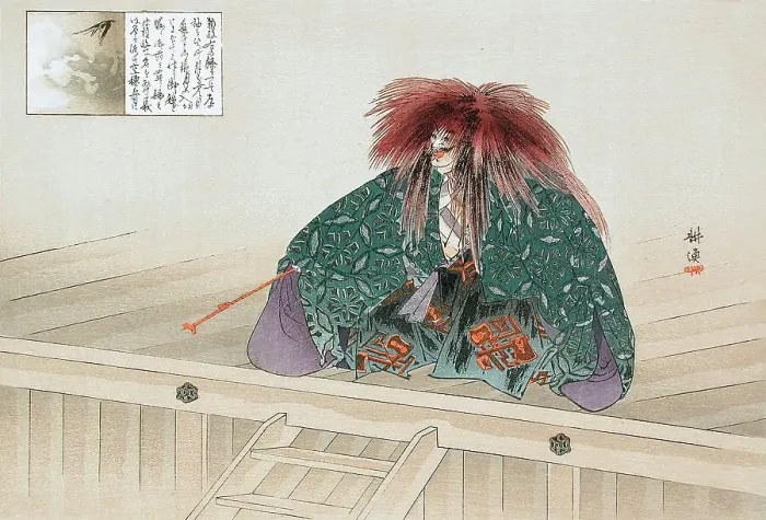 Framed Print : Scene from the Noh Play Nue, 1898. Creator: Tsukioka Kogyo Framed Print : Scene from the Noh Play Nue, 1898. Creator: Tsukioka Kogyo