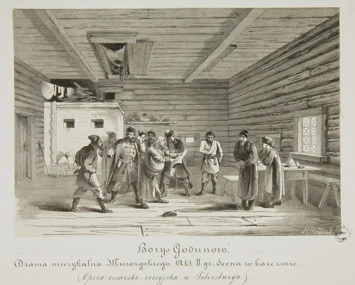 Framed Print : Scene from the opera Boris Godunov by M. Musorgsky, Second Half of the 19th cen. Creator: Negodayev, N.S Framed Print : Scene from the opera Boris Godunov by M. Musorgsky, Second Half of the 19th cen. Creator: Negodayev, N.S