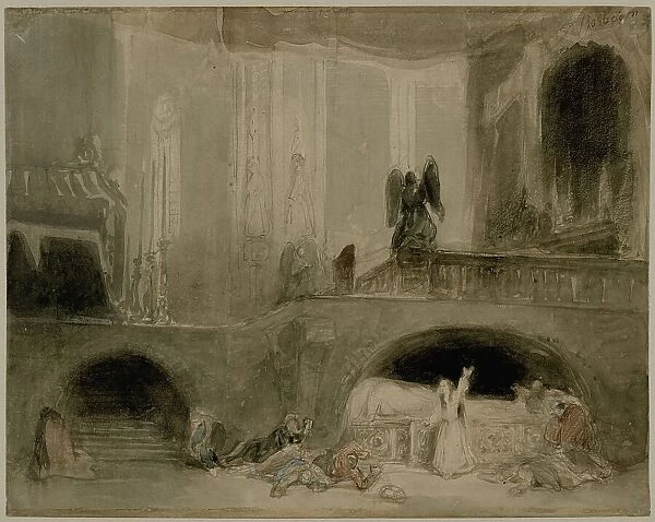 Scene from the Opera Guido et Ginevra, 1839. Creator: Johannes Bosboom