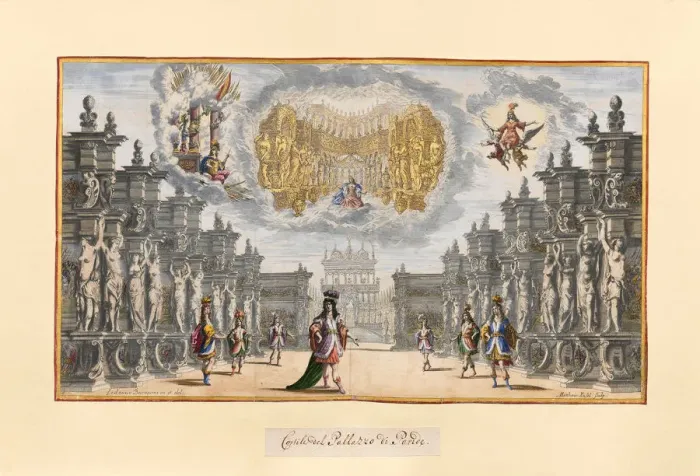 Framed Print : Scene from the opera Il pomo d oro (The Golden Apple) of A. Cesti to the wedding of Leopold I and Ma Framed Print : Scene from the opera Il pomo d oro (The Golden Apple) of A. Cesti to the wedding of Leopold I and Ma