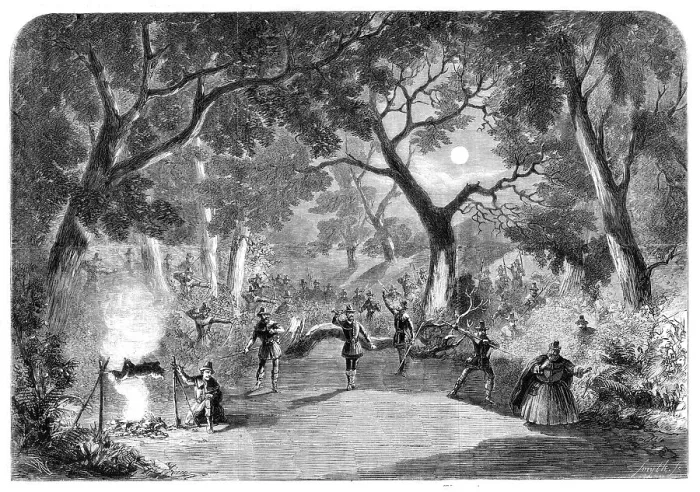 Framed Print : Scene from the opera of Robin Hood, at Her Majesty's Theatre, 1860. Creator: Smyth. Scene from the opera of Robin Hood, at Her Majesty's Theatre, 1860. Creator: Smyth