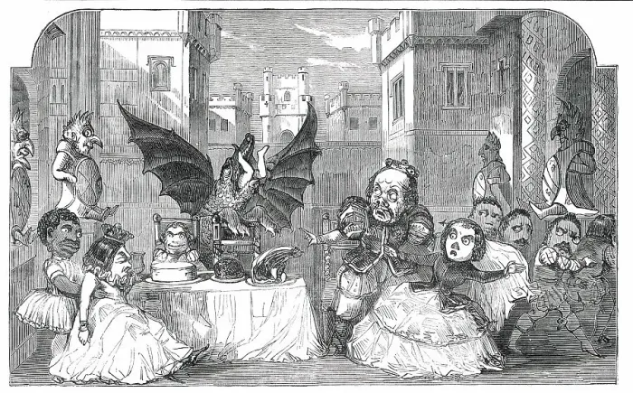 Framed Print : Scene from the Pantomime of Harlequin and the Dragon of Wantley, at Sadler's Wells Theatre, 1850. Creator: Unknown. Scene from the Pantomime of Harlequin and the Dragon of Wantley, at Sadler's Wells Theatre, 1850. Creator: Unknown Framed Print : Scene from the Pantomime of Harlequin and the Dragon of Wantley, at Sadler's Wells Theatre, 1850. Creator: Unknown. Scene from the Pantomime of Harlequin and the Dragon of Wantley, at Sadler's Wells Theatre, 1850. Creator: Unknown