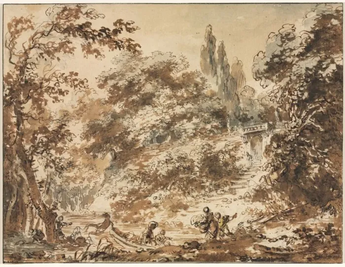 Framed Print : Scene in a Park, c. 1760. Creator: Jean-Honore Fragonard (French, 1732-1806) Framed Print : Scene in a Park, c. 1760. Creator: Jean-Honore Fragonard (French, 1732-1806)