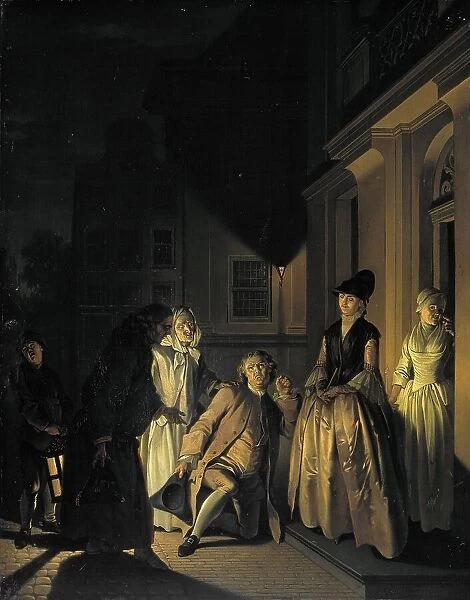 Scene from the Play Lubbert Lubbertse or the noble farmer by M. van Breda, 1761. Creator: Jacobus Buys