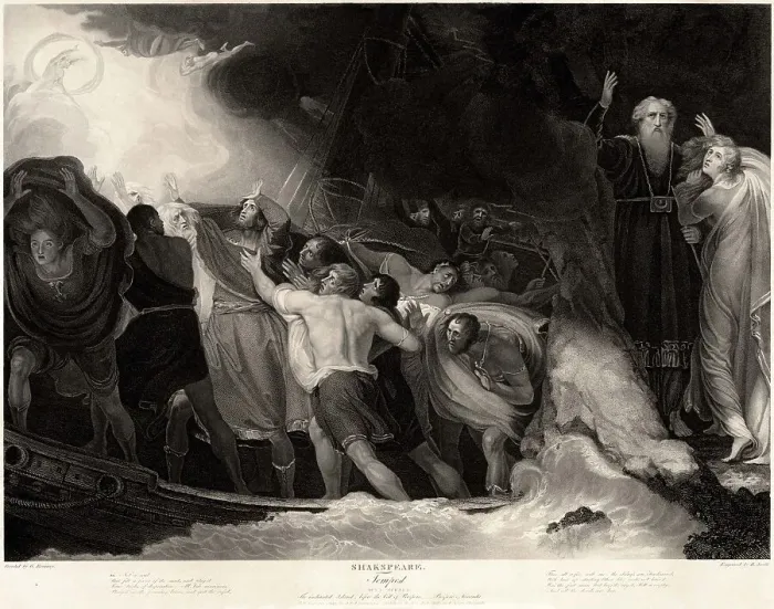 Framed Print : Scene from the play The Tempest by William Shakespeare, 1797. Creator: Romney, George (1734-1802) Framed Print : Scene from the play The Tempest by William Shakespeare, 1797. Creator: Romney, George (1734-1802)