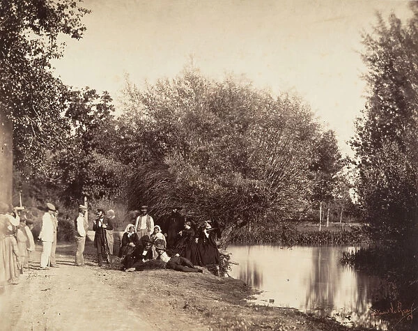 Scene pres d un etang au moulin du Petit-Mourmelon, 1857