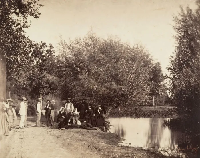 Framed Print : Scene pres d un etang au moulin du Petit-Mourmelon, 1857 Framed Print : Scene pres d un etang au moulin du Petit-Mourmelon, 1857