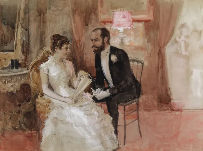 Framed Print : A scene at a prom, c1884. Creator: Albert Edelfelt
