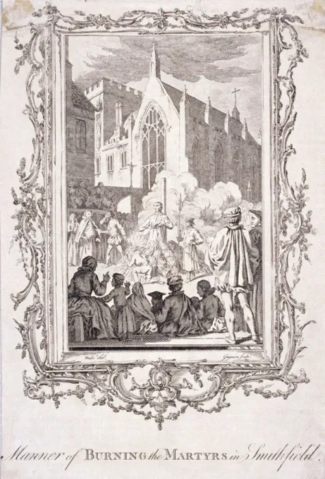 Framed Print : Scene of protestants being burnt at Smithfield, 16th century, (c1760) Framed Print : Scene of protestants being burnt at Smithfield, 16th century, (c1760)