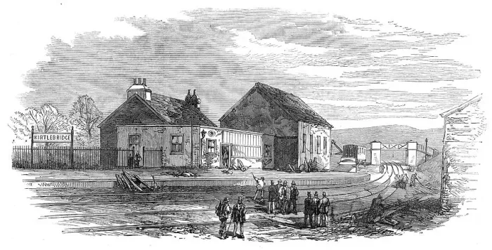 Framed Print : Scene of the railway accident at Kirtlebridge, Dumfries, 1872. Creator: Unknown Framed Print : Scene of the railway accident at Kirtlebridge, Dumfries, 1872. Creator: Unknown