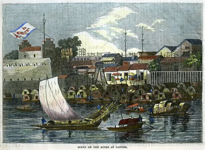 Framed Print : Scene on the river at Canton, China, c1840 Framed Print : Scene on the river at Canton, China, c1840