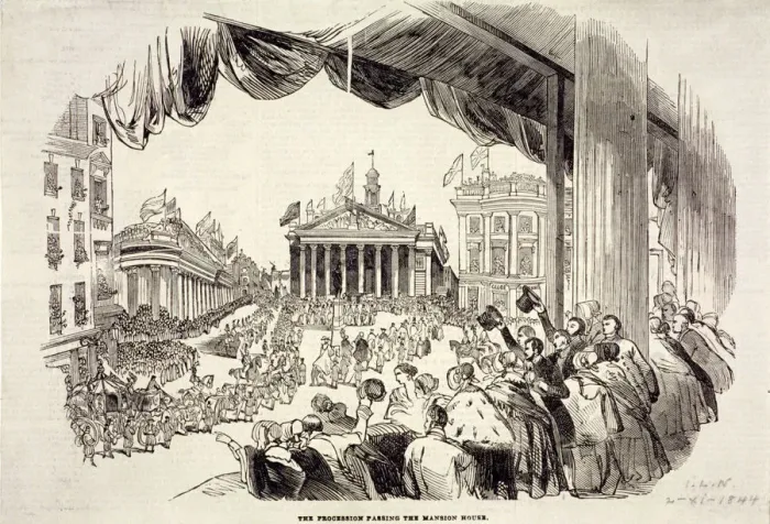 Framed Print : Scene of the Royal Exchanges opening, London, 1844 Framed Print : Scene of the Royal Exchanges opening, London, 1844
