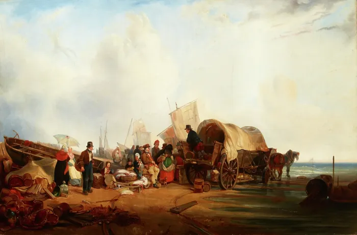 Framed Print : Scene at the Sea (in Brittany?), 1st half of 19th century. Creator: Unknown Framed Print : Scene at the Sea (in Brittany?), 1st half of 19th century. Creator: Unknown