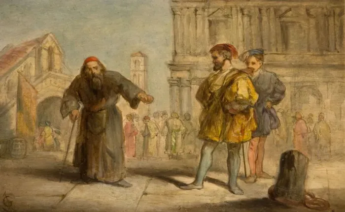 Framed Print : Scene From Shakespeares The Merchant Of Venice, 1865. Creator: Sir John Gilbert Framed Print : Scene From Shakespeares The Merchant Of Venice, 1865. Creator: Sir John Gilbert