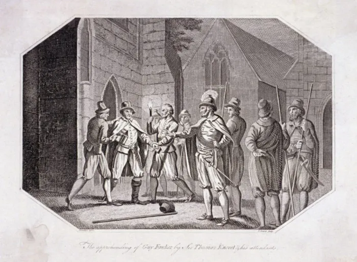 Framed Print : Scene showing the capture of Guy Fawkes, c1605, (1802). Artist: F Deeres Framed Print : Scene showing the capture of Guy Fawkes, c1605, (1802). Artist: F Deeres